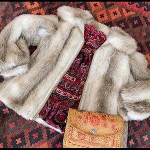 Faux Fur Jacket, Vintage  Zip up Size S/M